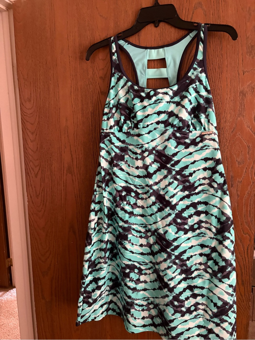 ZeroXposur Aqua and Black Printed Tank Dress